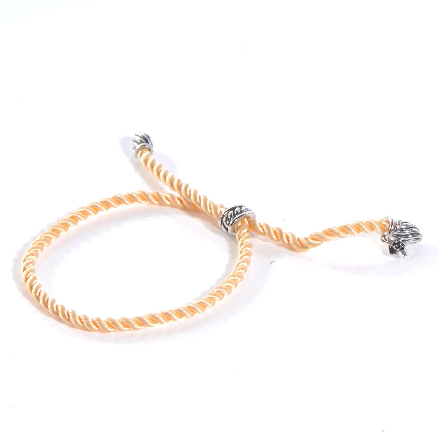 Sterling Silver and Silk Cord Bracelet Yellow