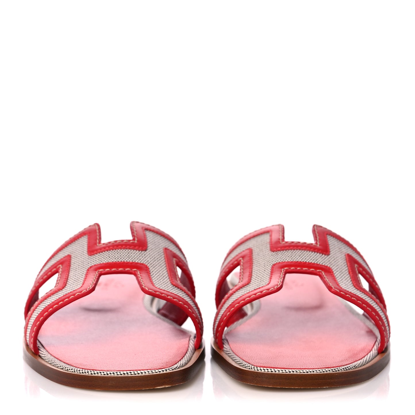 Canvas Calfskin Oran Sandals 37 Prunoir Rouge A Levre