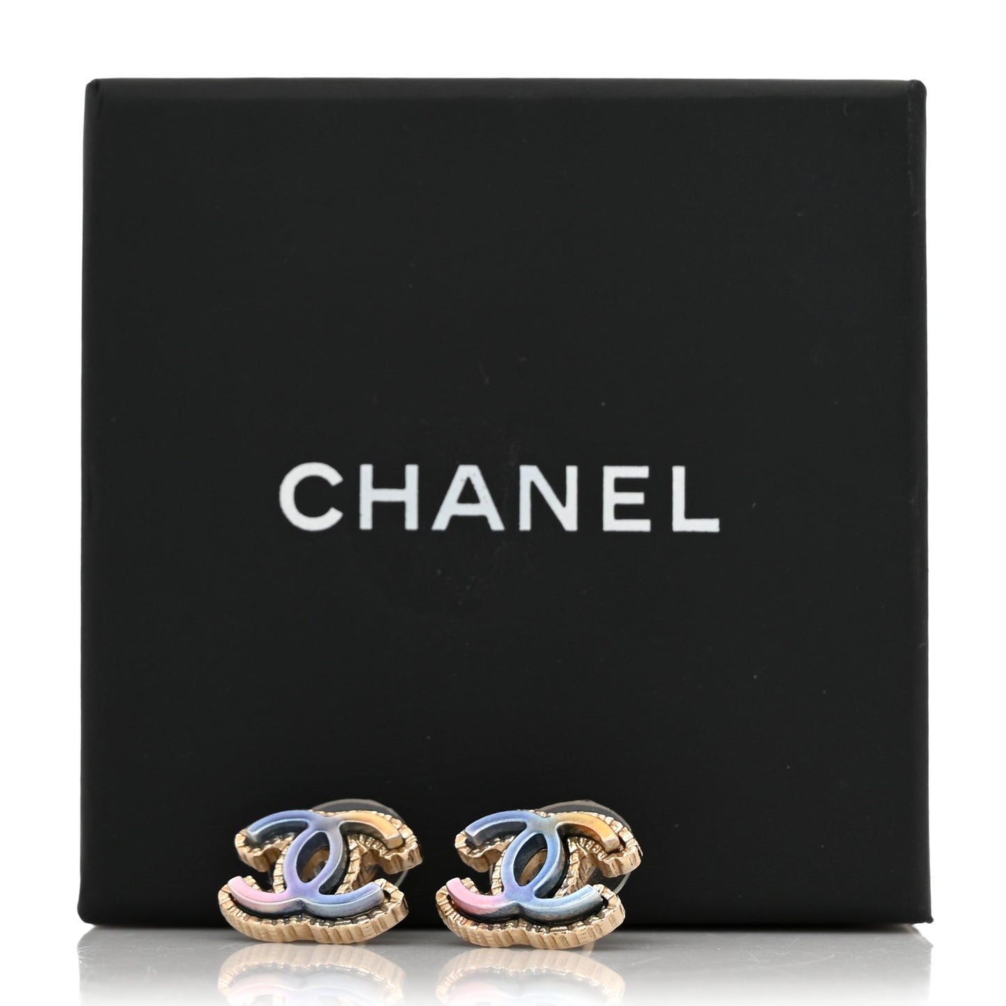 Enamel Rainbow CC Earrings Gold Multicolor