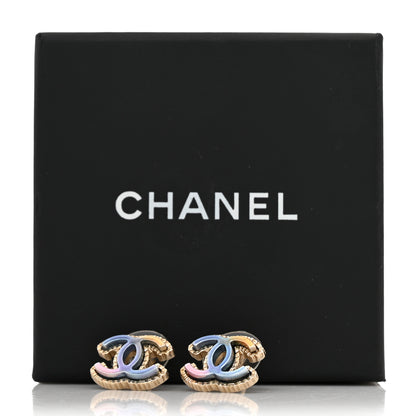 Chanel Enamel Rainbow CC Earrings Gold Multicolor 5 of 5