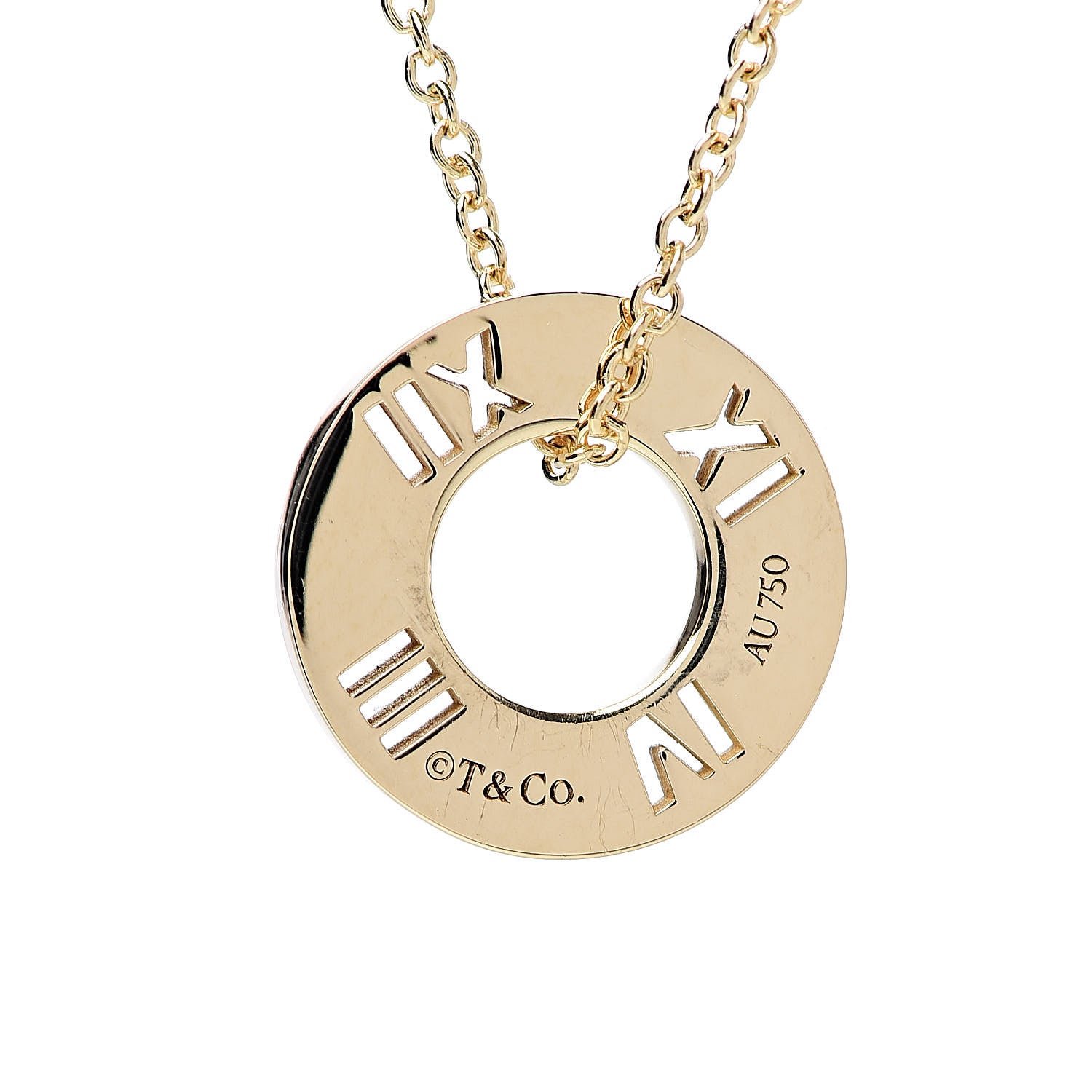 Tiffany 18K Yellow Gold Diamond Atlas Pierced Pendant Necklace 5 of 9