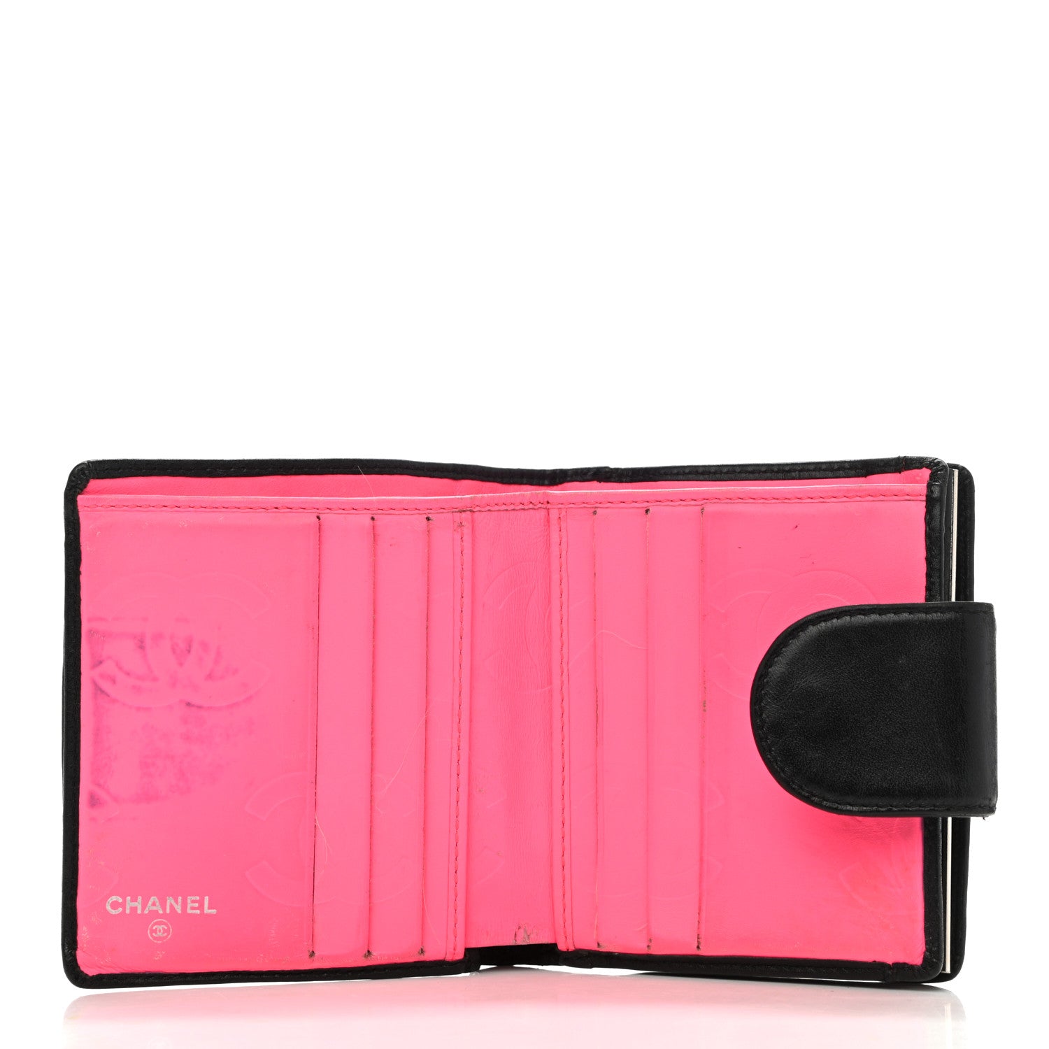 Chanel Calfskin Quilted Cambon Bi-Fold Wallet Black White 5 of 13