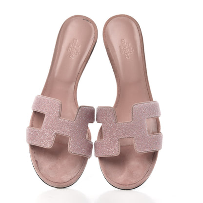 Hermes Suede Goatskin Crystal Oasis Sandals 38.5 Rose 5 of 10