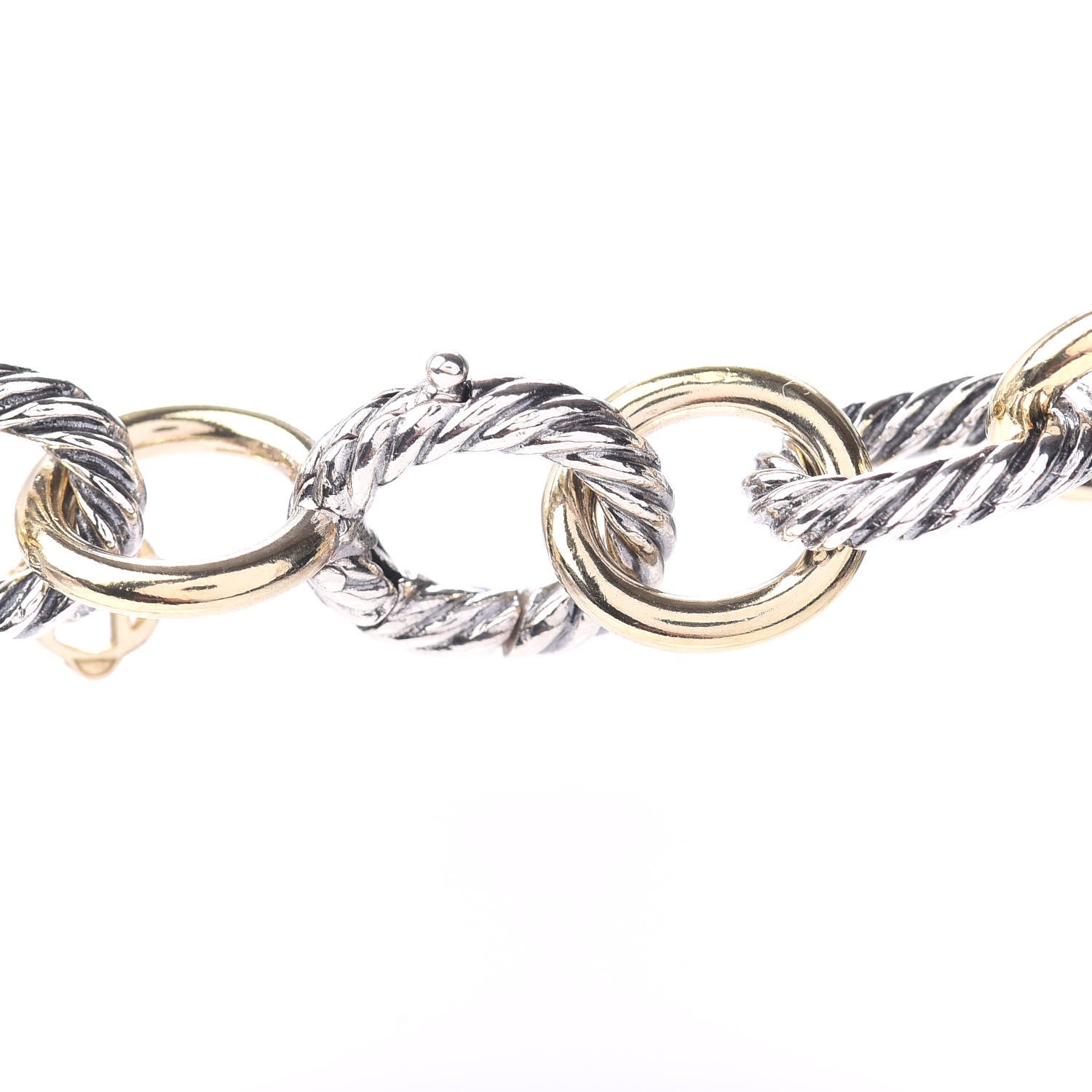 David Yurman Sterling Silver 18K Yellow Gold 12mm Large Oval Link Necklace 4 of 5