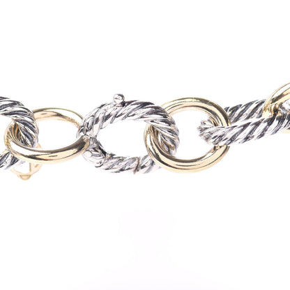 David Yurman Sterling Silver 18K Yellow Gold 12mm Large Oval Link Necklace 4 of 5