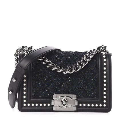Chanel Calfskin Pearl Tweed Small Boy Flap Black 1 of 13