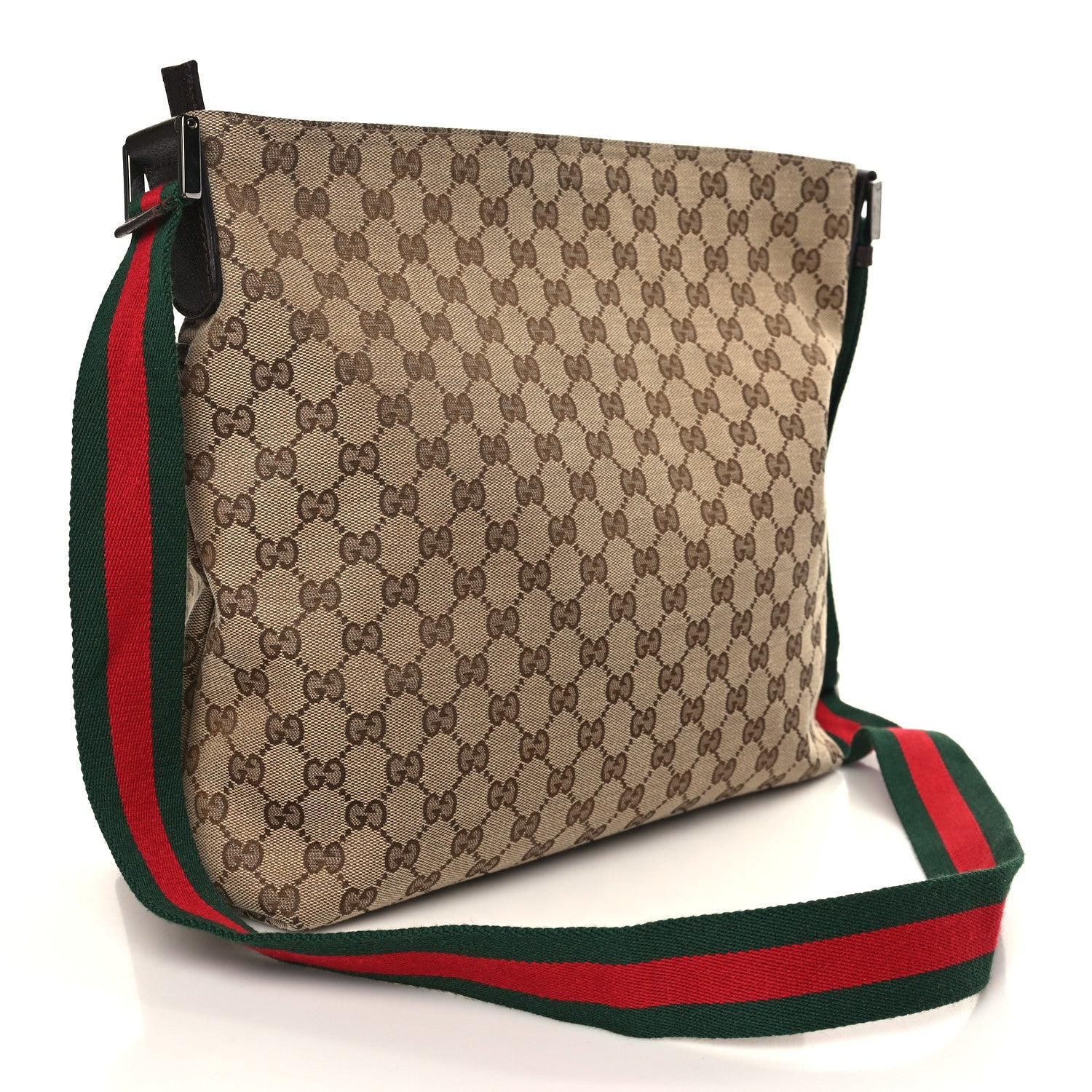 Gucci Monogram Web Medium Flat Messenger Bag Brown 3 of 9