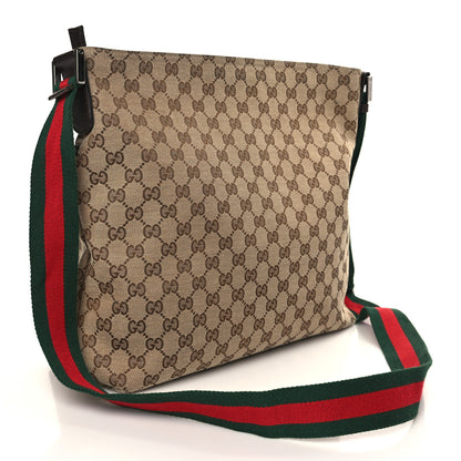 Gucci Monogram Web Medium Flat Messenger Bag Brown 3 of 9