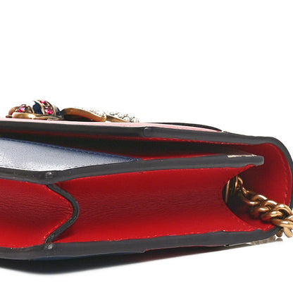 Gucci Calfskin Queen Margaret Chain Wallet Blue Agata Hibiscus Red Mystic White 9 of 9