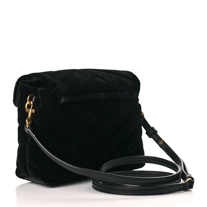 Saint Laurent Velvet Y Quilted Monogram Toy Loulou Chain Satchel French Black 3 of 10