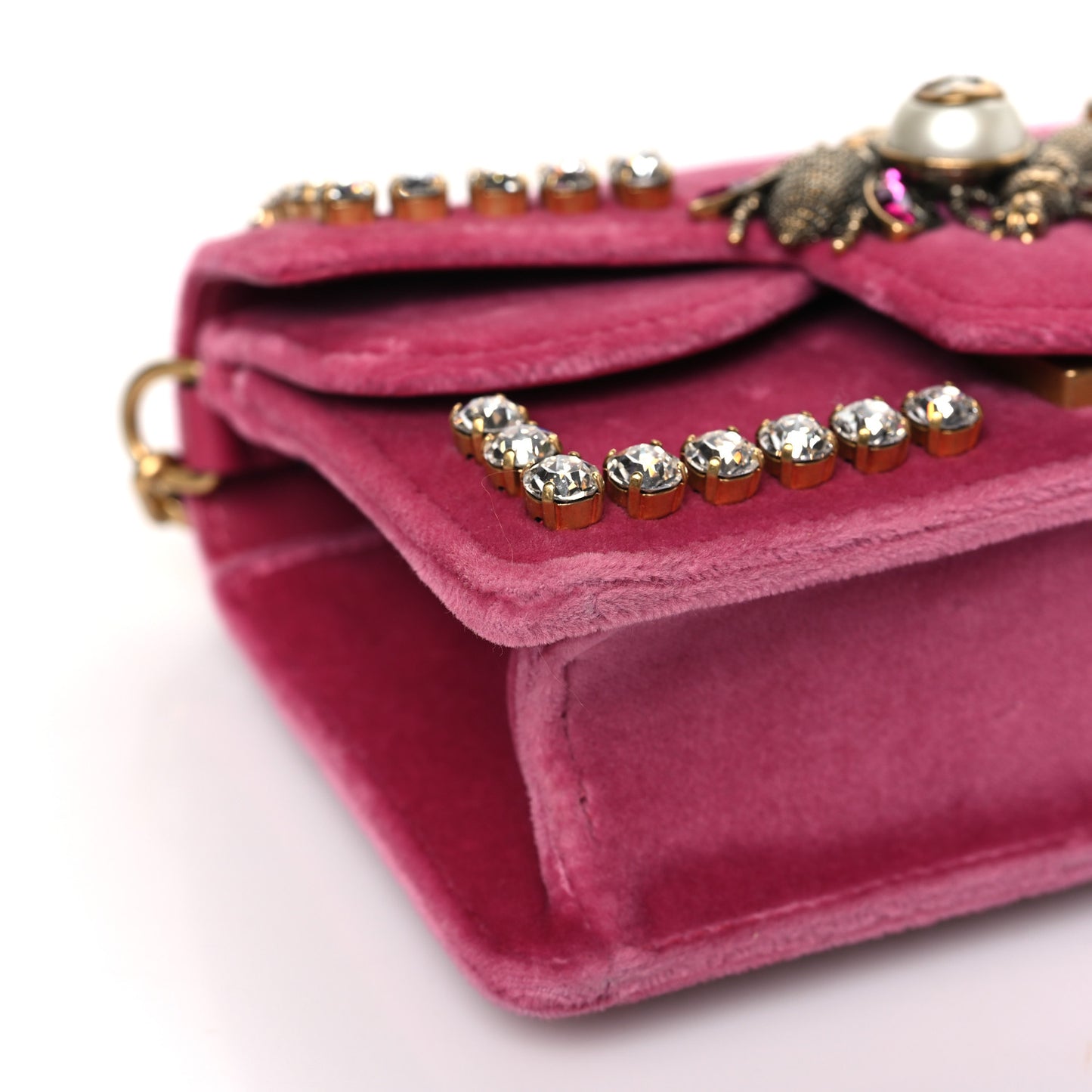 Velvet Crystal Mini Bee Broadway Shoulder Bag Light Raspberry Rose