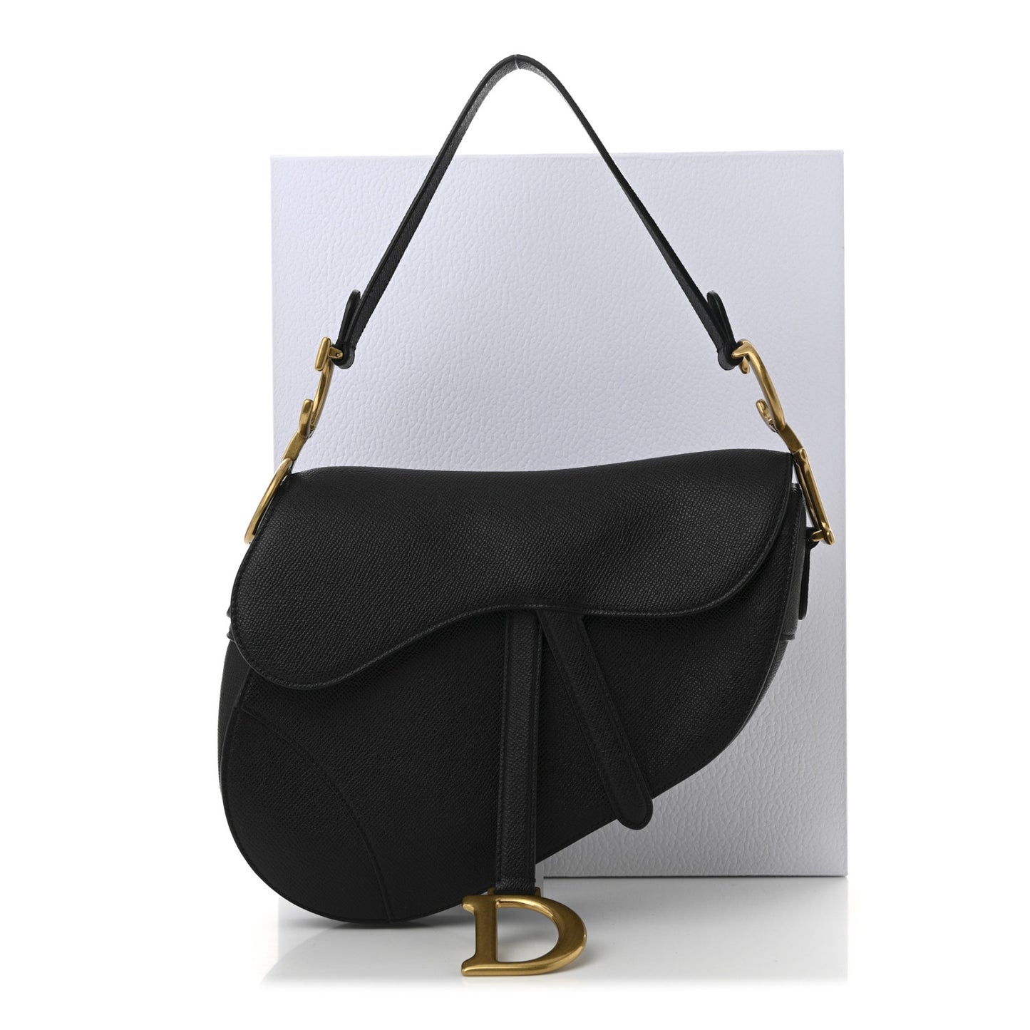 Grained Calfskin Saddle Bag Black