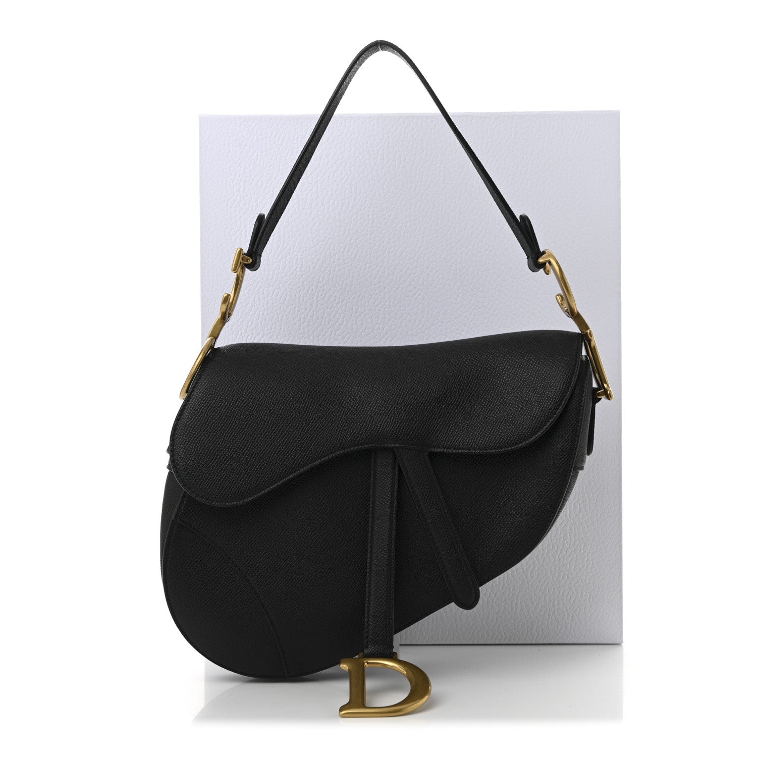 Christian Dior Grained Calfskin Saddle Bag Black 11 of 11