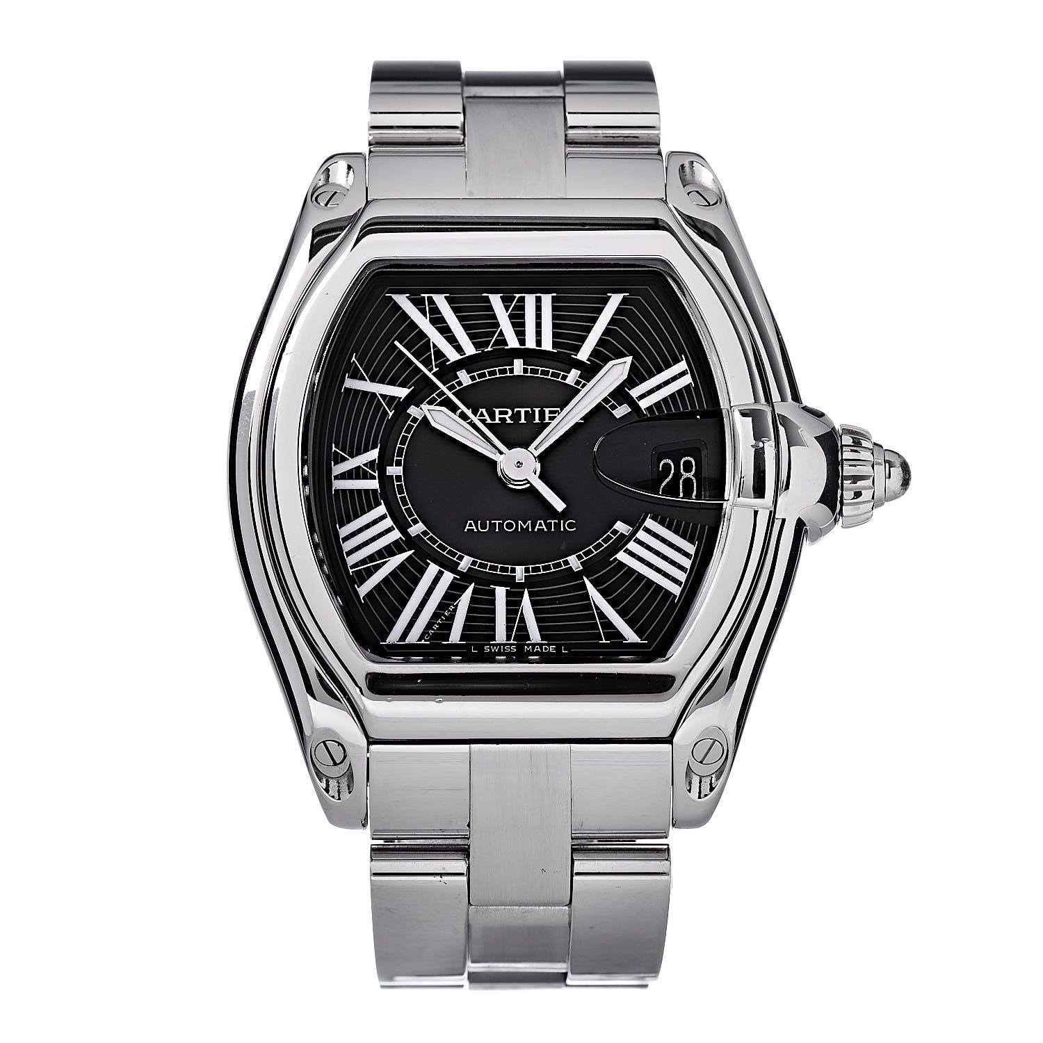 Cartier Stainless Steel 37mm Roadster Automatic Watch Black 1 of 7