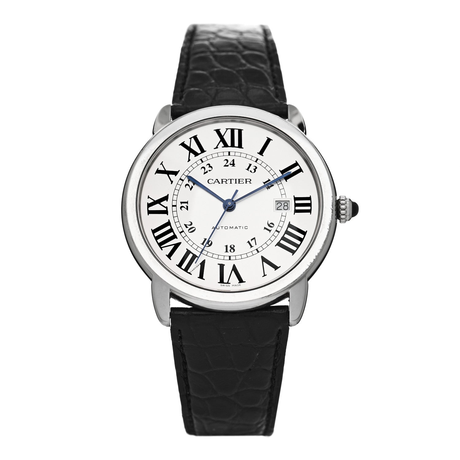 Cartier Stainless Steel Alligator 42mm Ronde Solo Automatic Watch 1 of 5