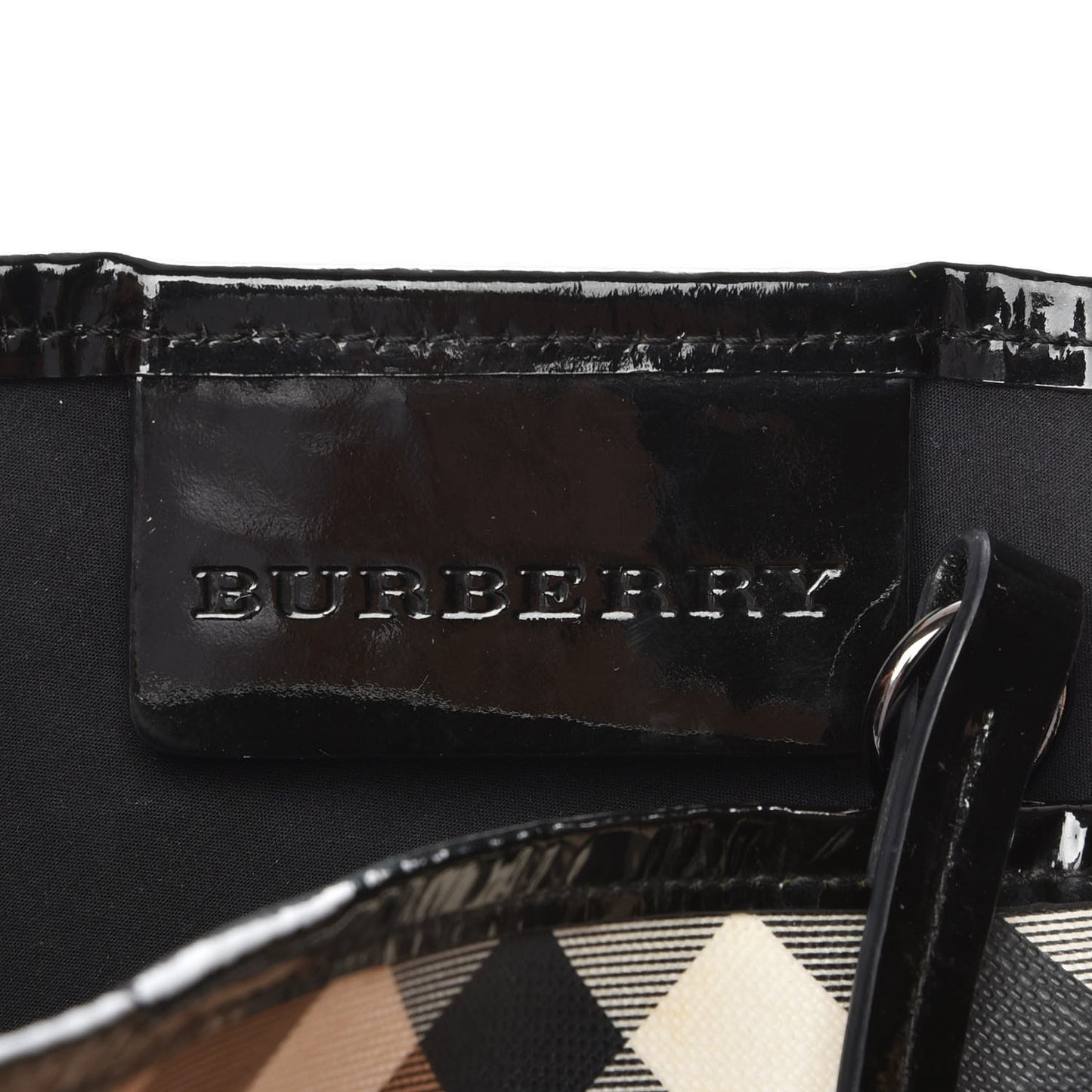 Nova Check Patent Trim Medium Shopper Tote Black