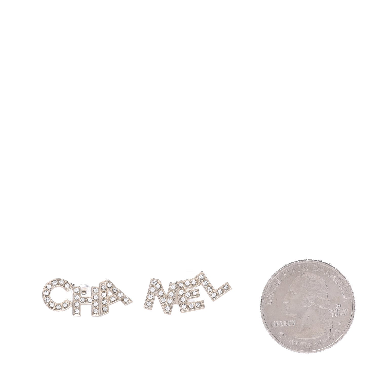 Chanel Crystal Pearl Signature Stud Earrings Gold 2 of 5