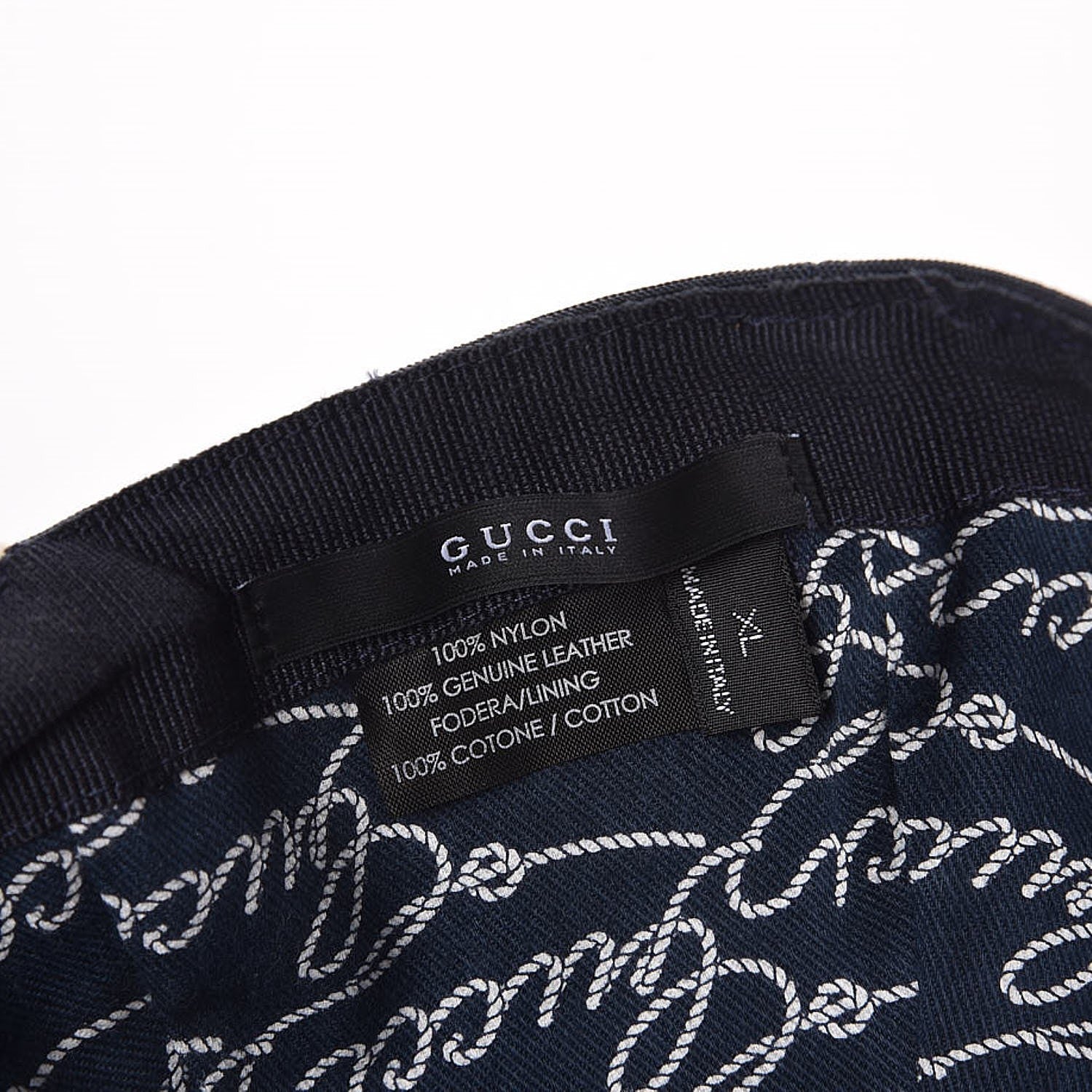 Gucci Nylon Script Baseball Hat XL Navy Blue 4 of 5