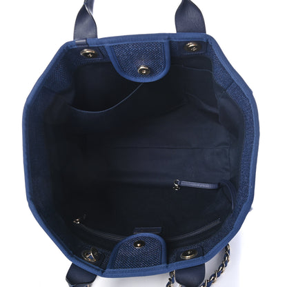Chanel Woven Straw Raffia Medium Deauville Tote Navy 4 of 4