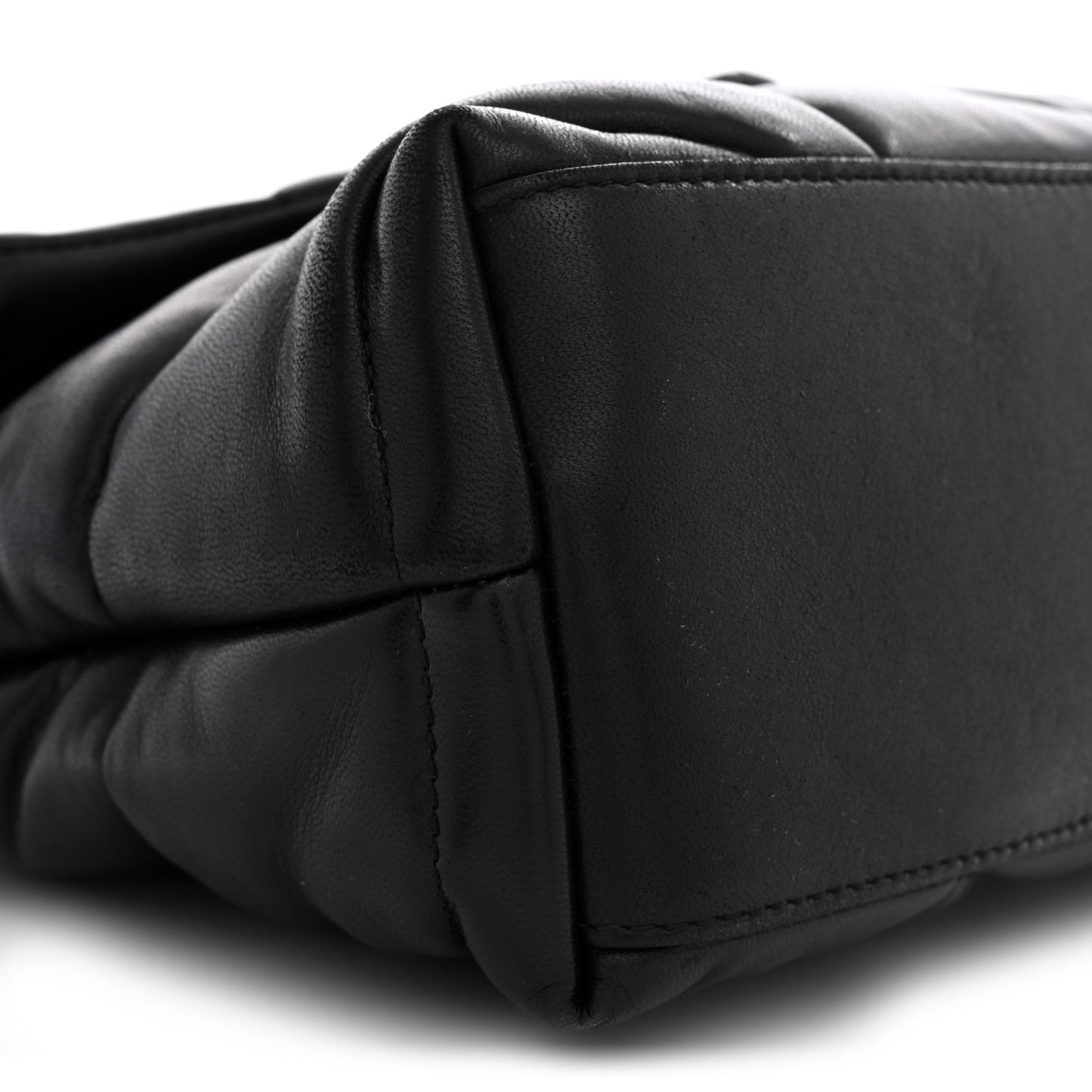 Lambskin Quilted Small Loulou Puffer Monogram Chain Satchel Black