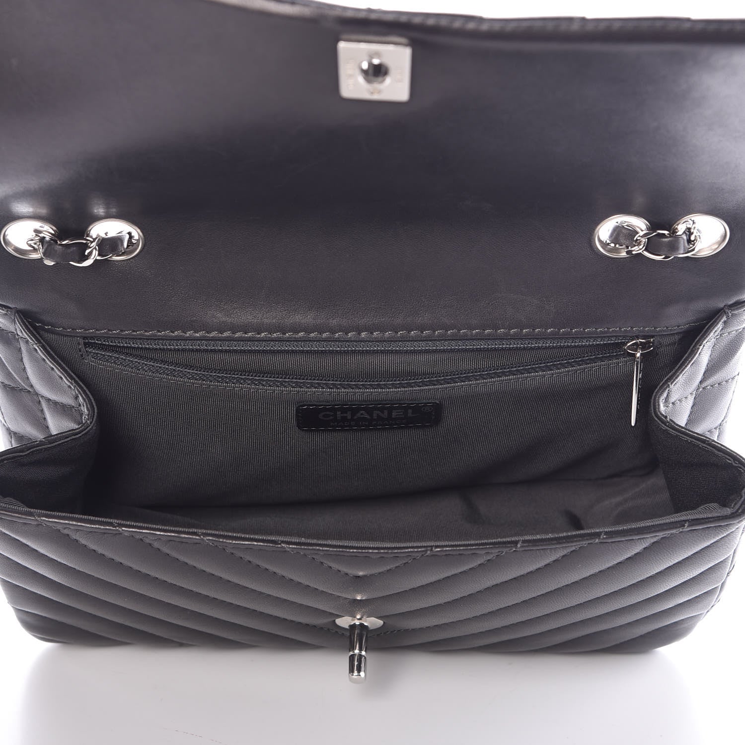 Chanel Lambskin Surpique Chevron Medium Single Flap Grey 5 of 8