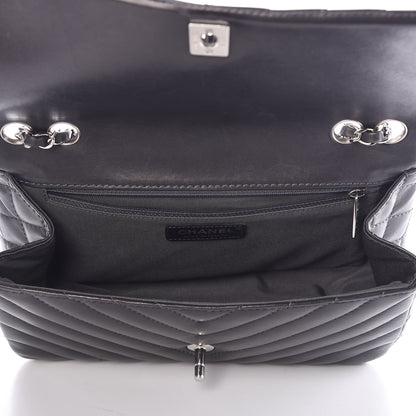 Chanel Lambskin Surpique Chevron Medium Single Flap Grey 5 of 8
