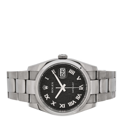 Rolex Stainless Steel 36mm Oyster Perpetual Datejust Watch Black Jubilee Roman 116200 2 of 4