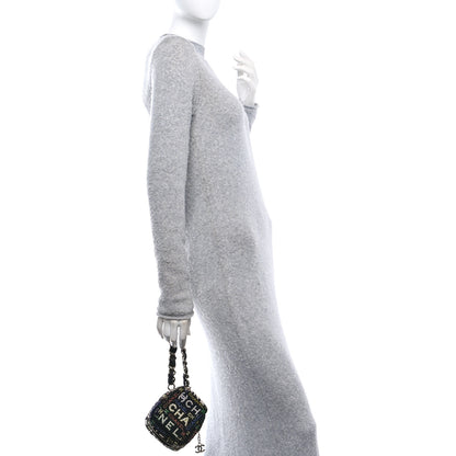 Chanel Tweed Pearl Studded Vanity Wrist Case With Chain Black Multicolor 2 of 11