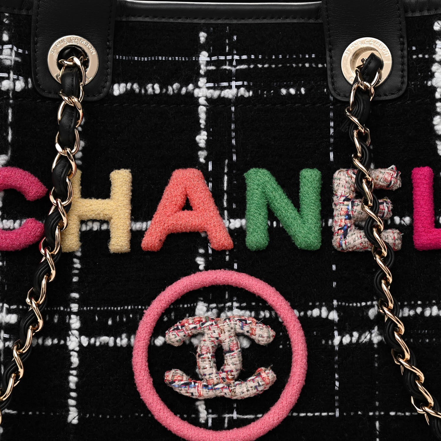 Chanel Tweed Medium Deauville Tote Black White Multicolor 11 of 13
