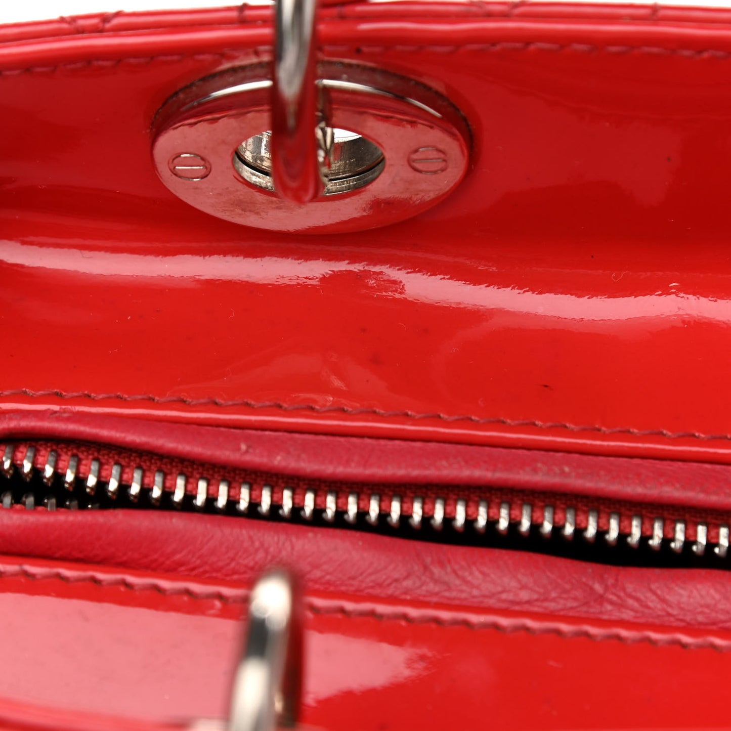Patent Cannage Medium Lady Dior Red
