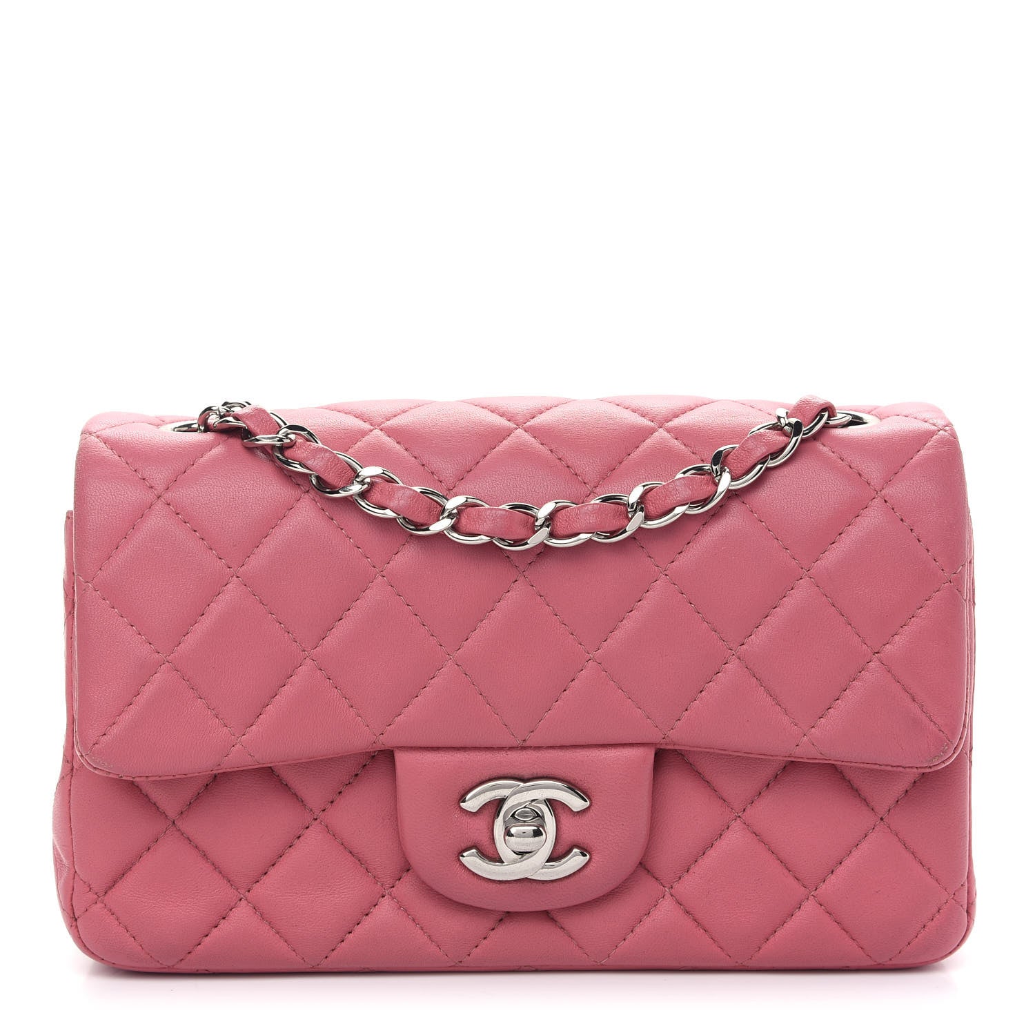 Chanel Lambskin Quilted Mini Rectangular Flap Pink 1 of 9