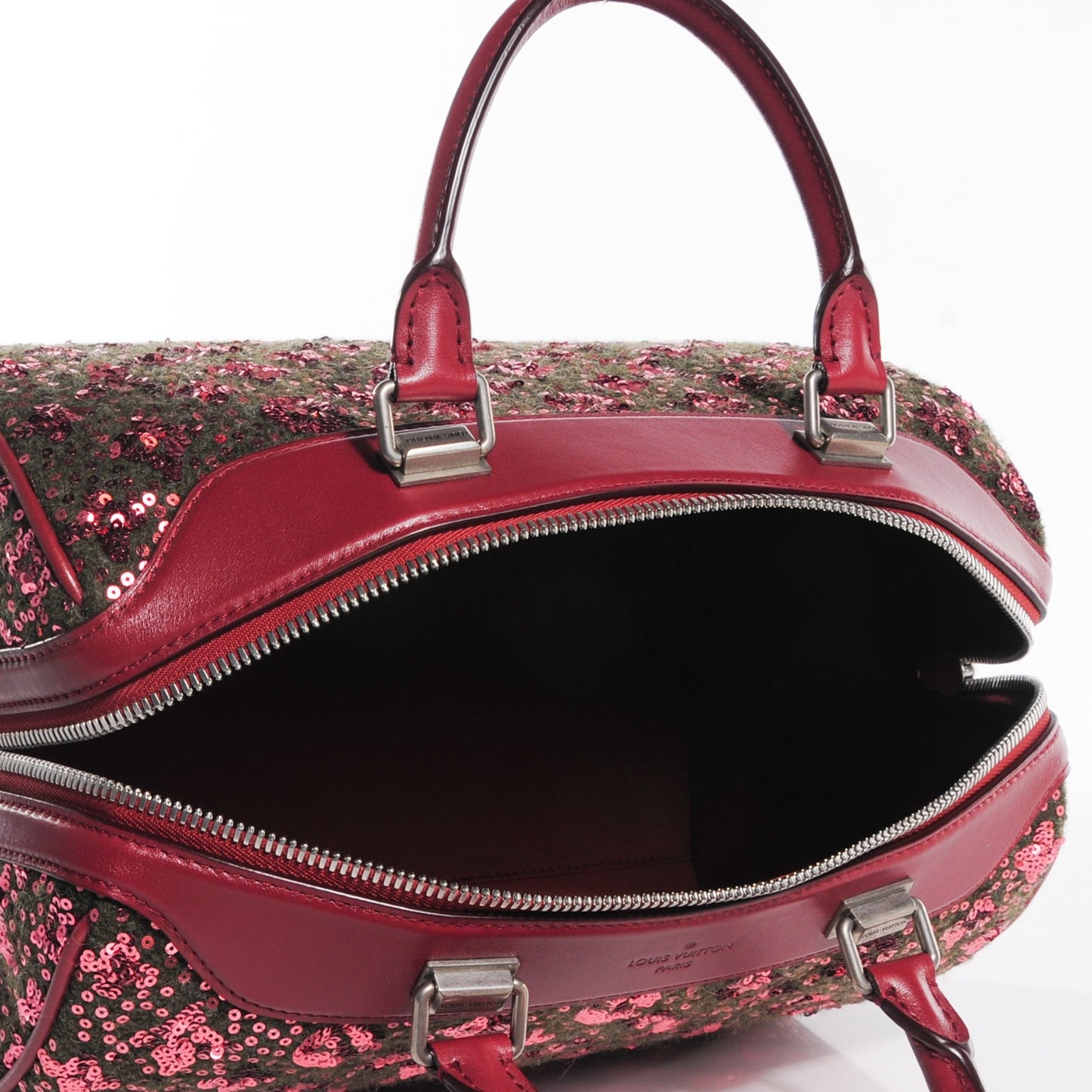 Sequin Monogram Sunshine Express Speedy Burgundy