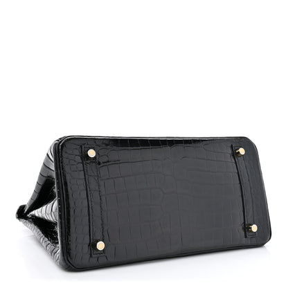 Hermes Shiny Porosus Crocodile Birkin 30 Black 4 of 15