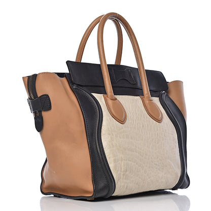 Celine Smooth Calfskin Shrunken Lambskin Mini Tri-Color Luggage White 3 of 33