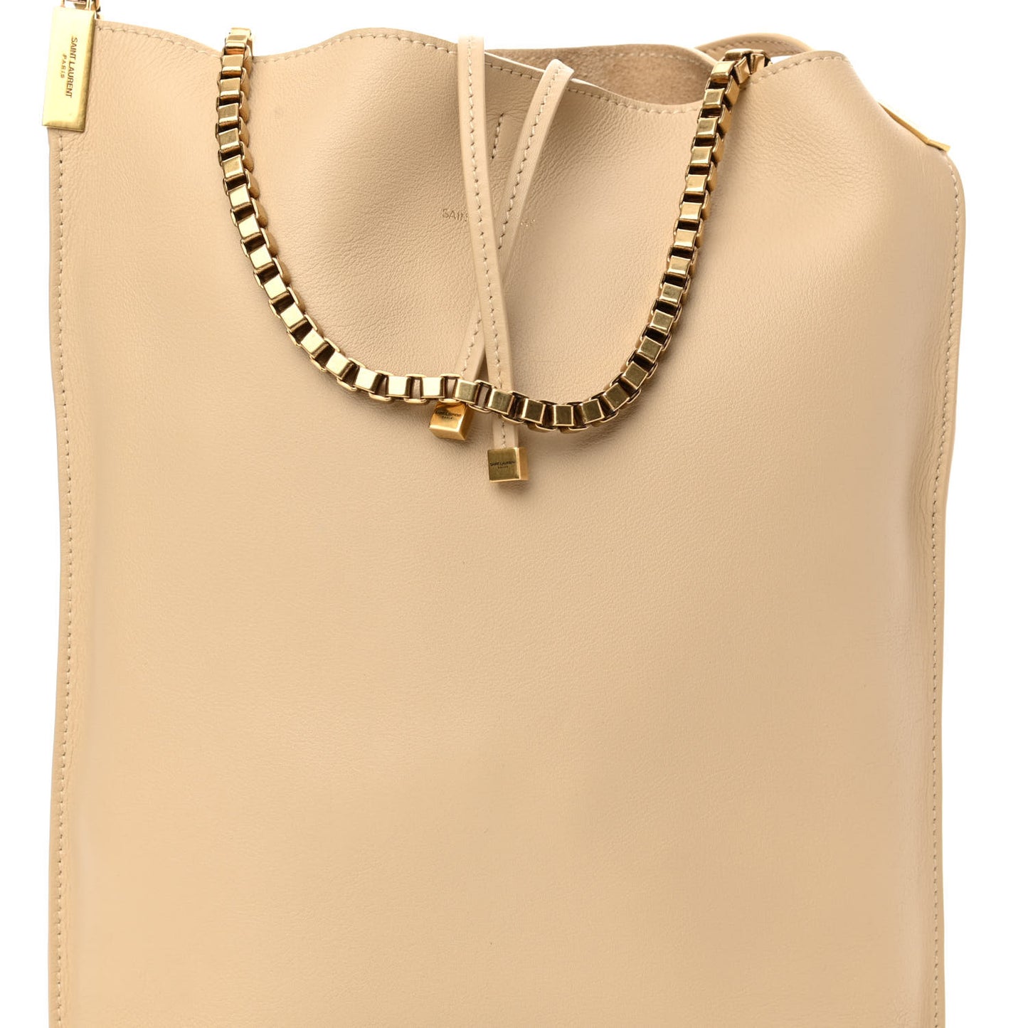 SAINT LAUREN Smooth Calfskin Small Suzanne Hobo Ivory Natural