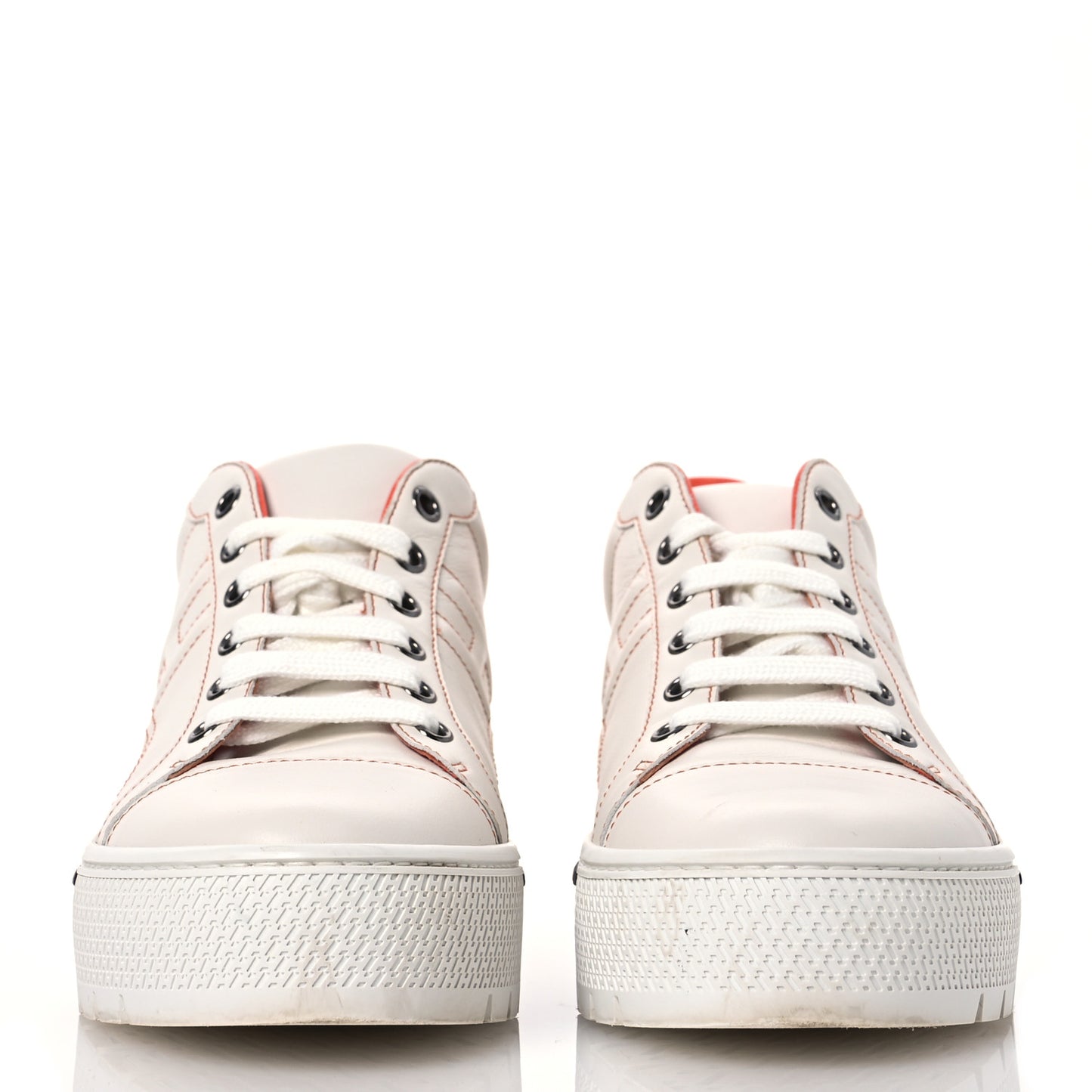 Calfskin Womens Voltage Sneakers 39 White Orange
