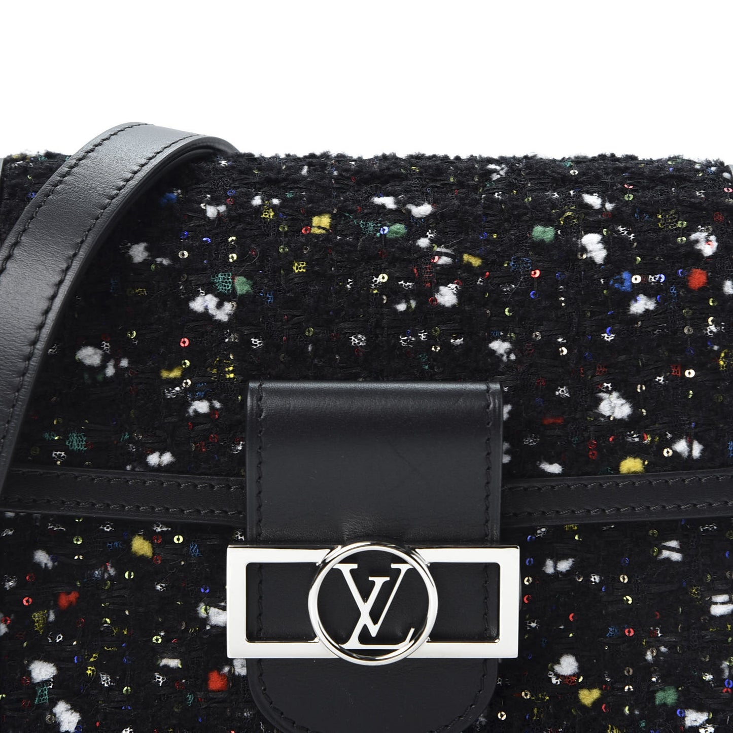 Tweed Calfskin Dauphine Mini Black Multicolor