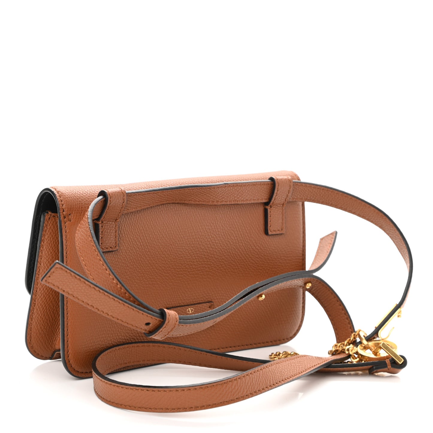 Grainy Calfskin VSling Belt Bag Saddle Brown