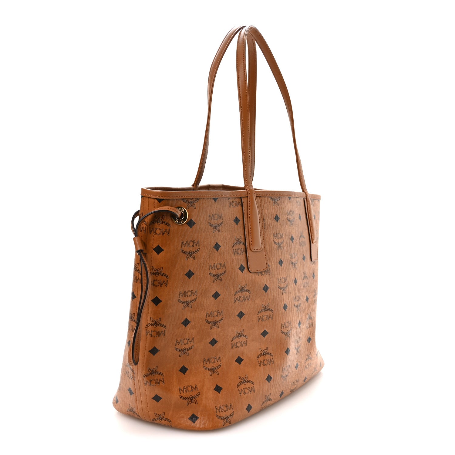 MCM Visetos Medium Liz Reversible Shopper Tote Cognac 4 of 16