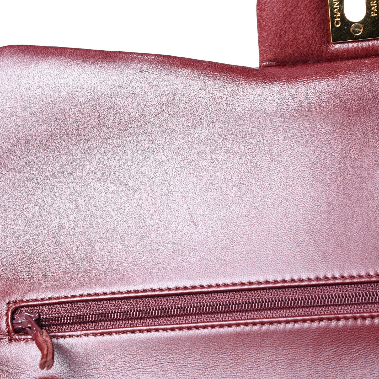 Lambskin Quilted Jumbo Double Flap Burgundy