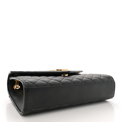 Saint Laurent Grain De Poudre Textured Mixed Matelasse Triquilt Medium Monogram Satchel Black 4 of 12