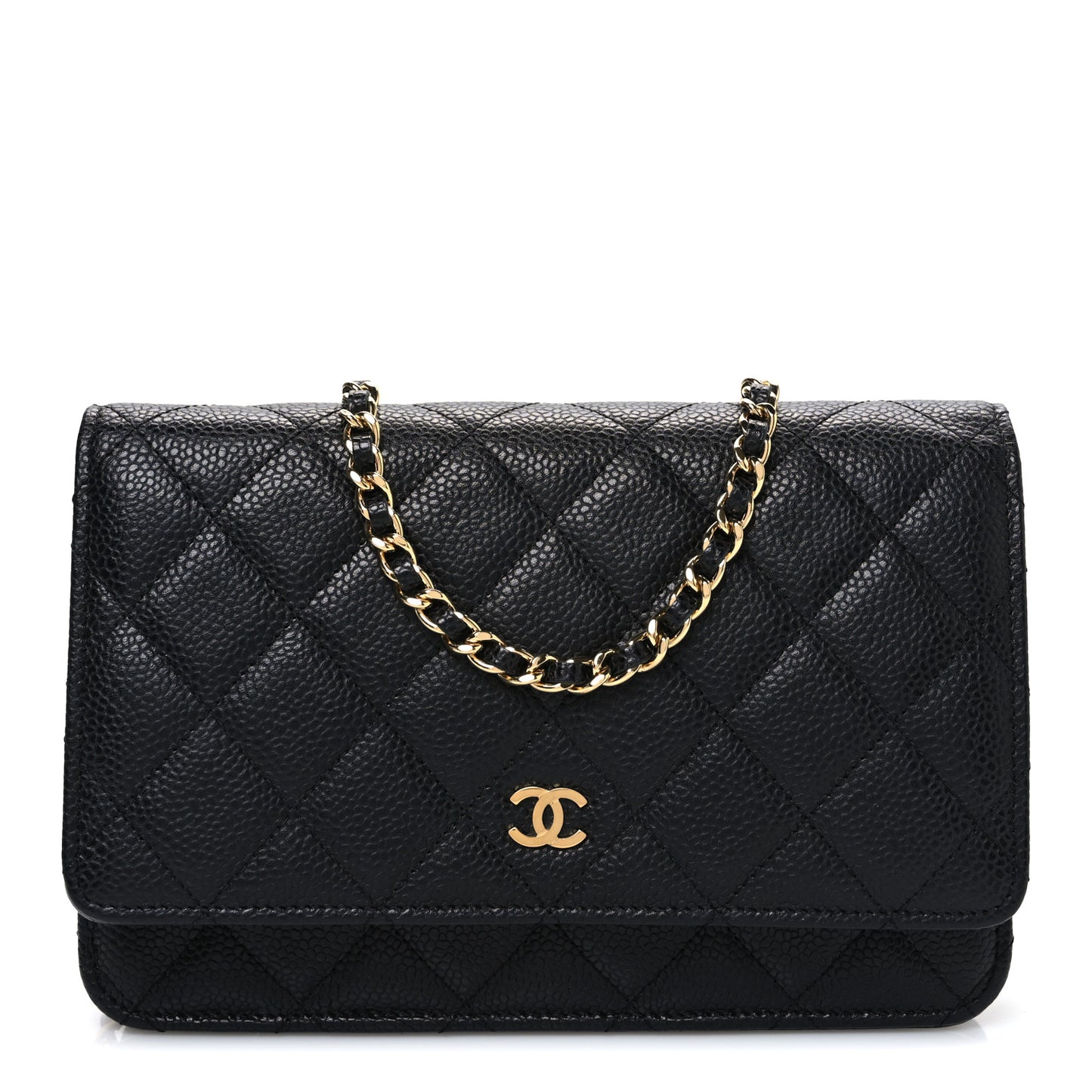 Caviar Quilted Wallet On Chain WOC Black
