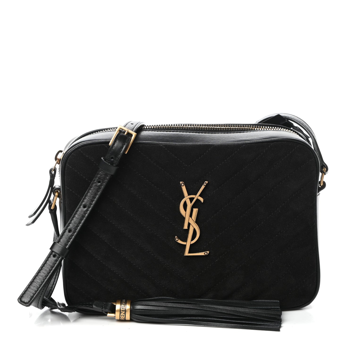 Suede Calfskin Monogram Lou Camera Bag Black