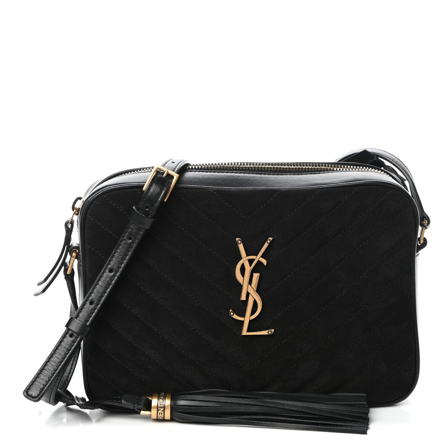 Saint Laurent Suede Calfskin Monogram Lou Camera Bag Black 1 of 9