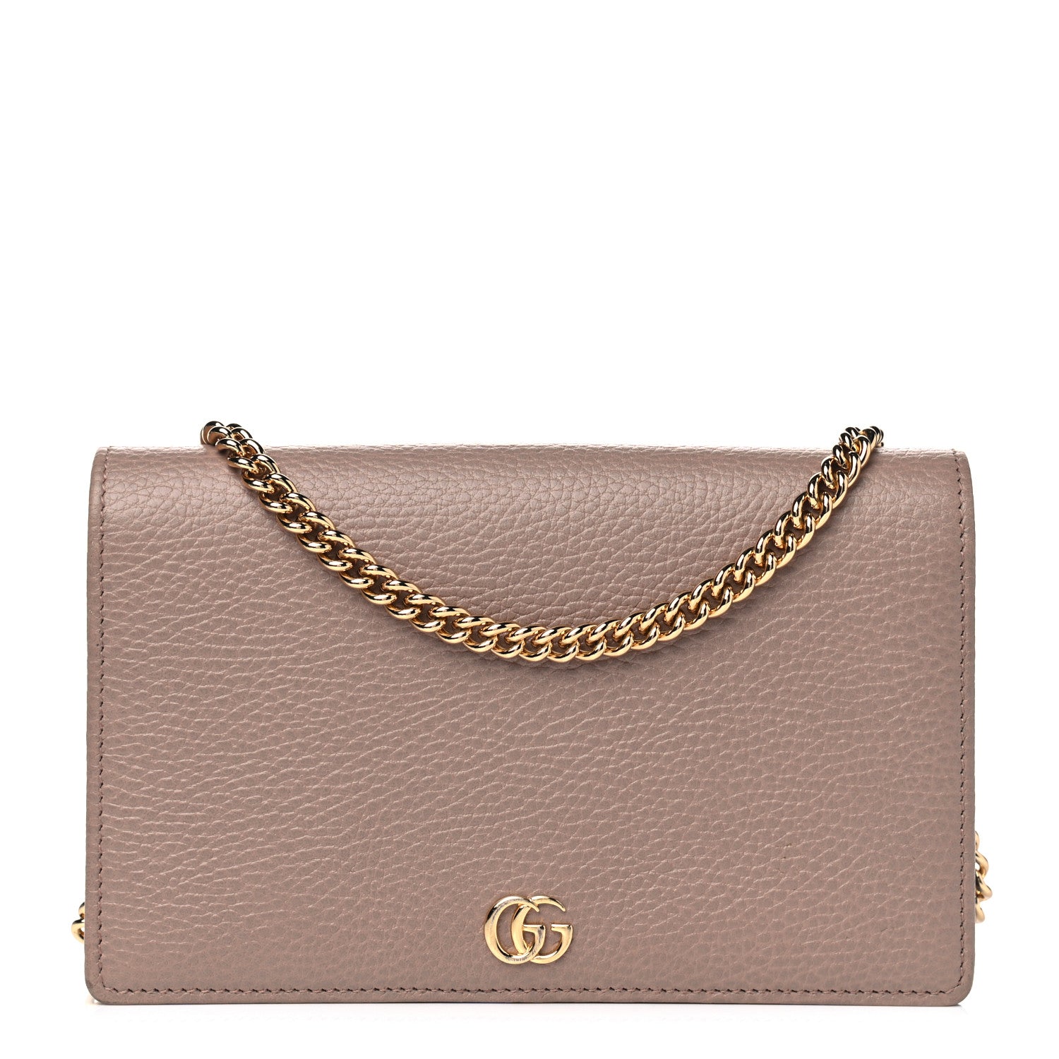 Gucci Calfskin Mini GG Marmont Chain Wallet Porcelain Rose 1 of 5