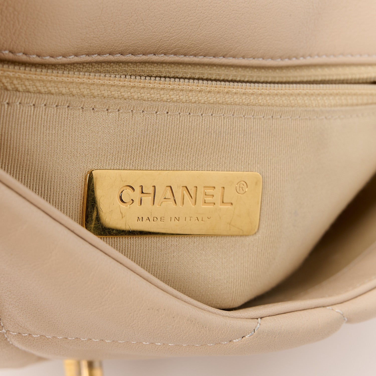 Chanel Goatskin Quilted Medium Chanel 19 Flap Beige 7 of 12