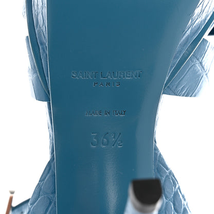 Saint Laurent Crocodile Embossed Leather Tribute 75 Platform Sandals 36.5 Blue 8 of 8