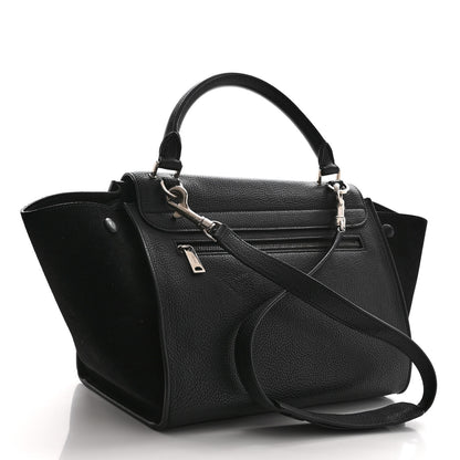Celine Drummed Calfskin Suede Small Trapeze Black 3 of 10