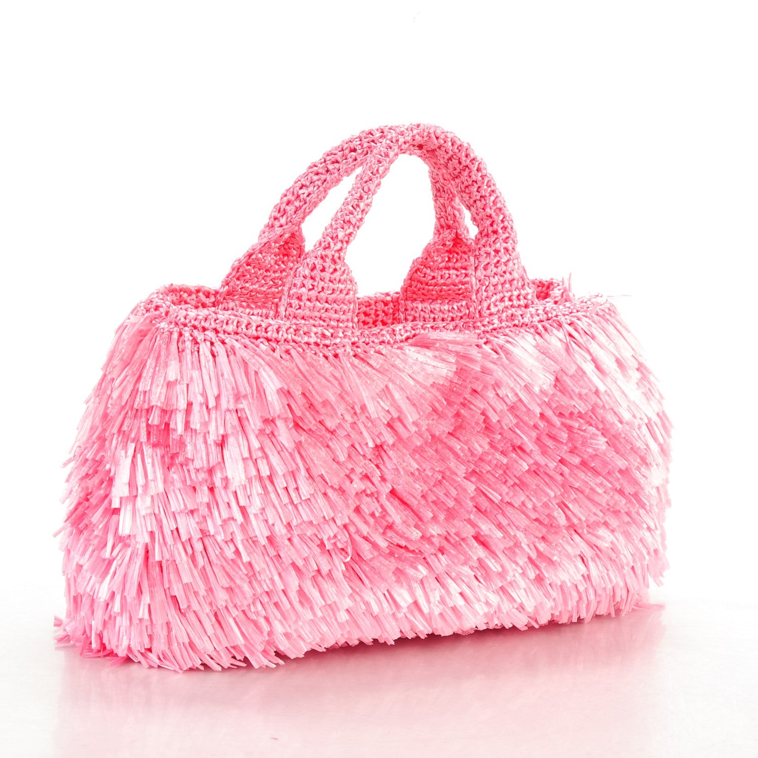 Prada Rayon Raffia Grass Tote Rosa 3 of 8