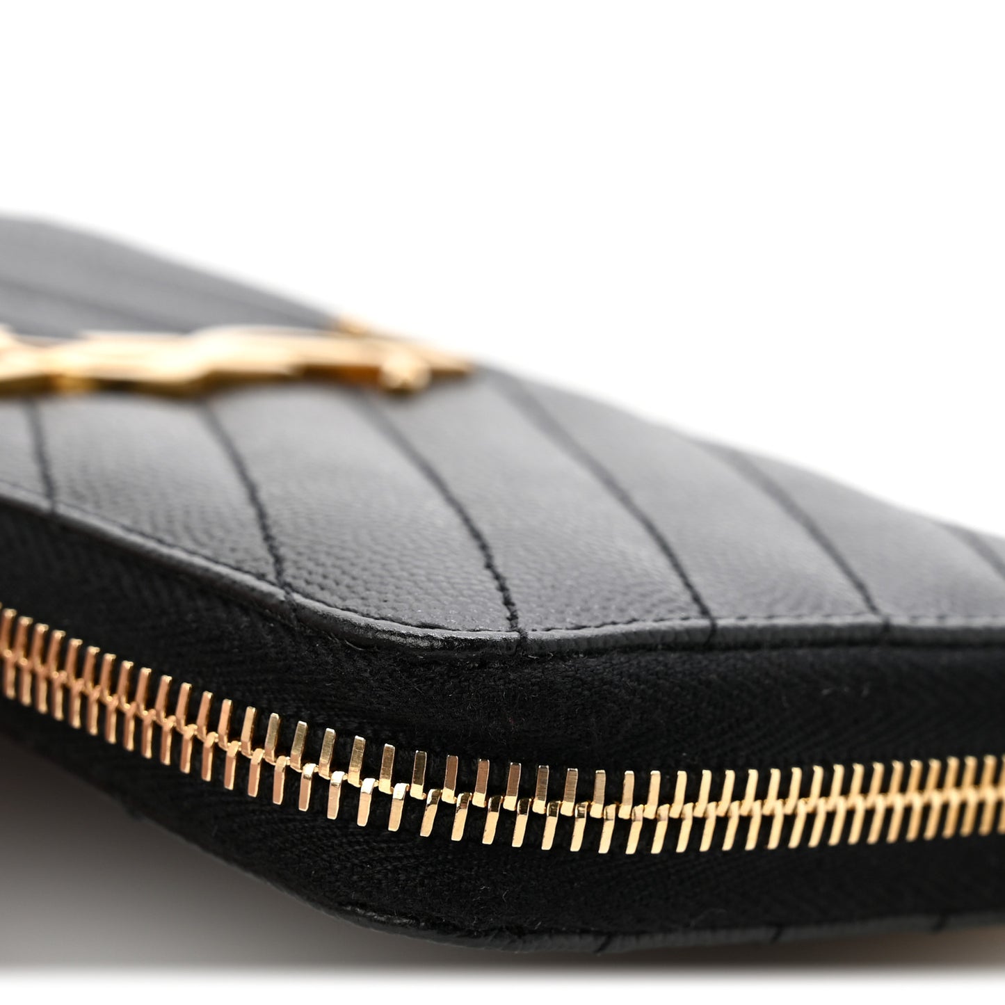 Grain De Poudre Matelasse Chevron Monogram Zip Around Wallet Black